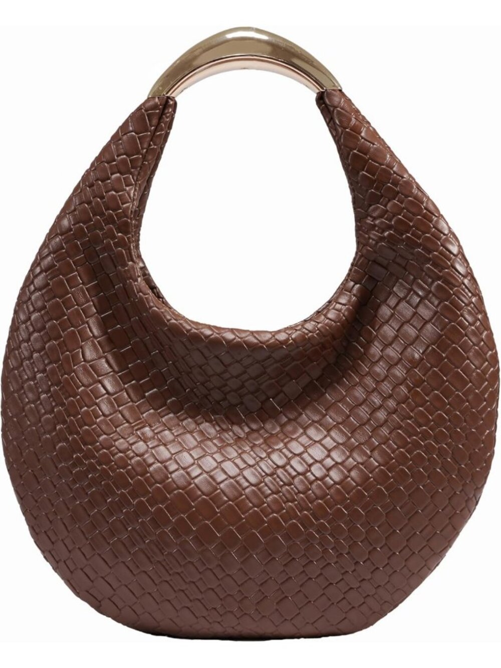 Elegant Boho Chic Braided Hobo Tote Bag, Woven Crescent Purse, PU Leather